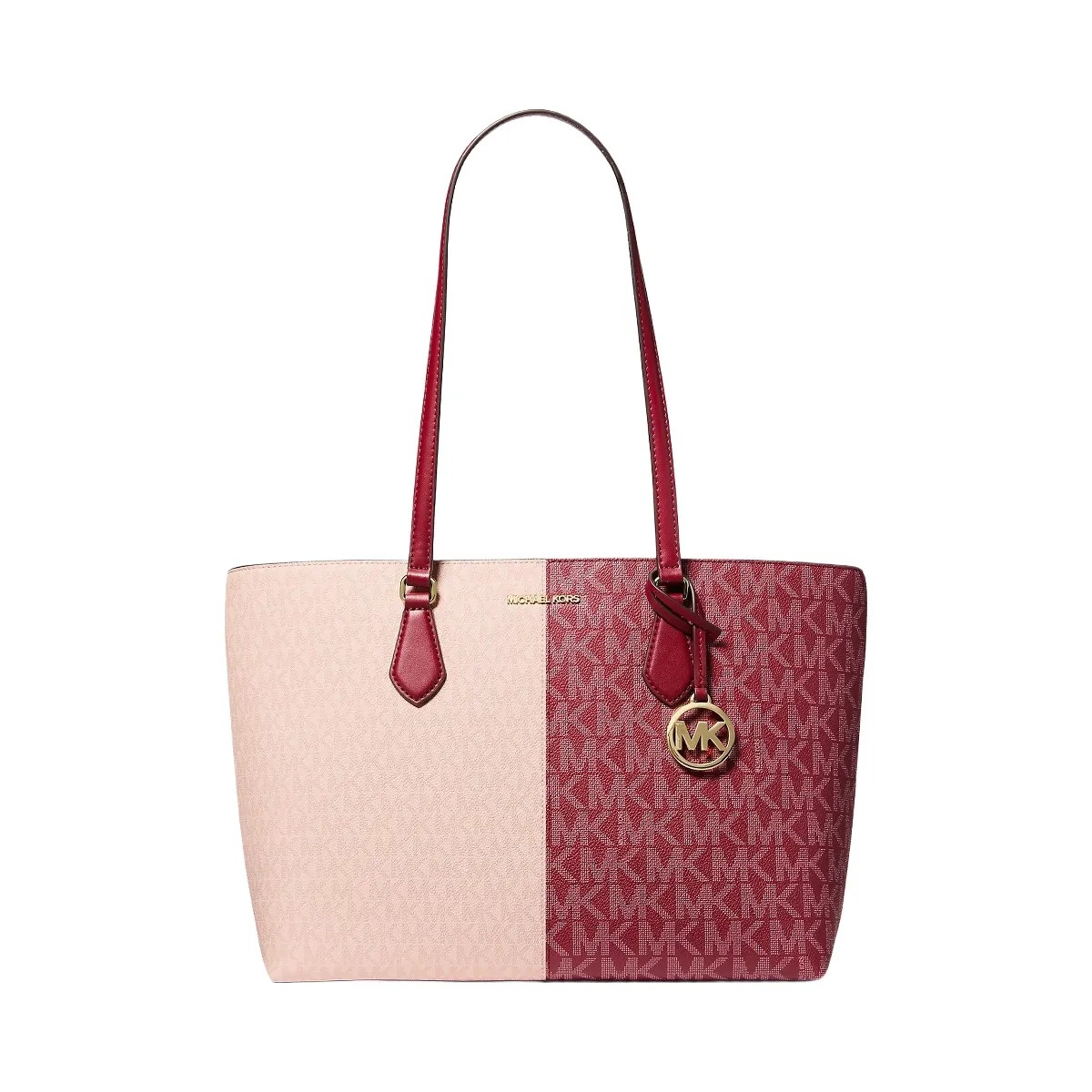 Michael Kors Sheila Large Two-Tone Signature Logo Tote Bag Cherry Multi - HypeFly India View 1