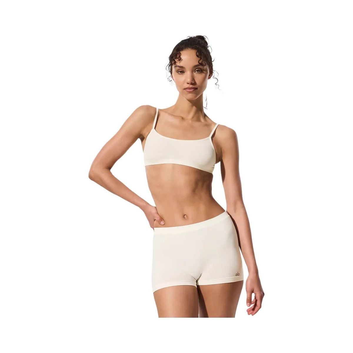 Alo Women's Sheer Glow Boyshort - Ivory - HypeFly India View 1