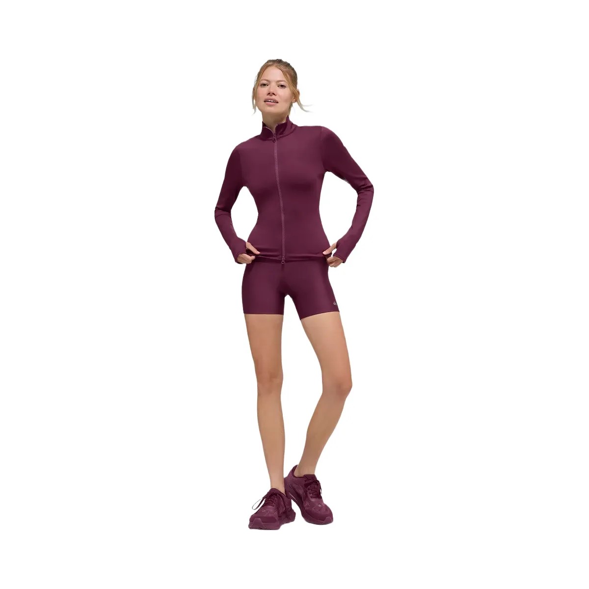Alo Women's Airlift Winter Warm Radiant Full-Zip Jacket - Burgundy - HypeFly India View 5
