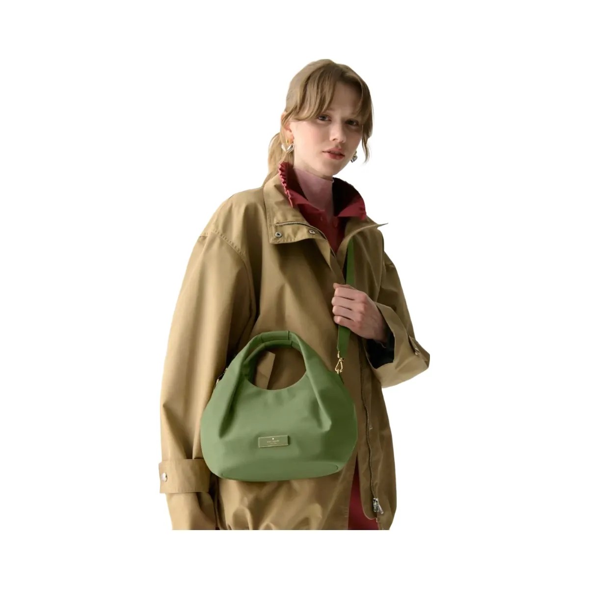 Kate Spade Carter Nylon Small Pleated Crossbody Cedar Stand - HypeFly India View 2