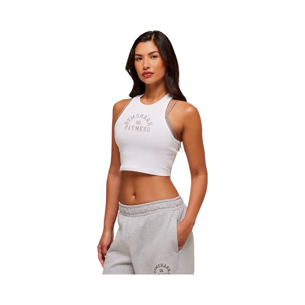 Gymshark Fitness Embroidered Graphic Tank - White - HypeFly India View 3