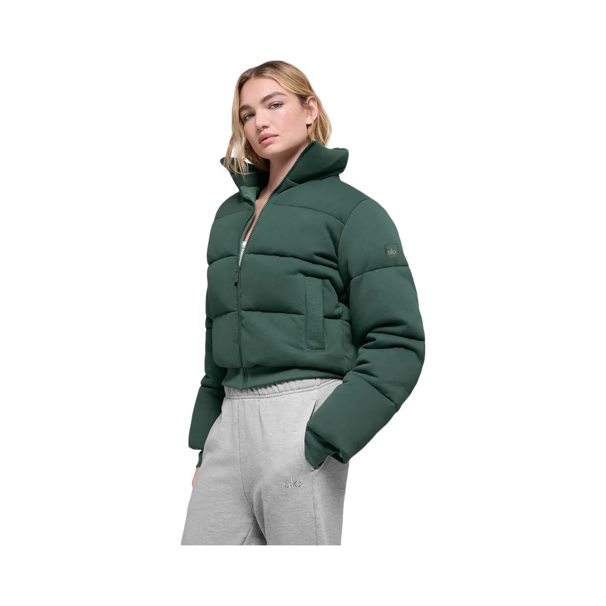 Alo Women's Sweatshirt Puffer - Clover Green - HypeFly India View 1