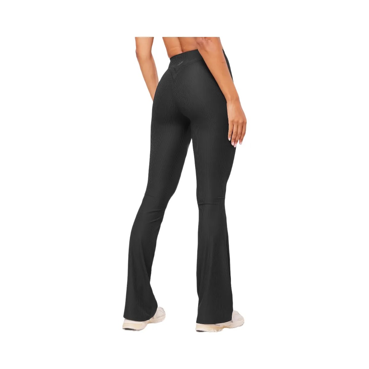 Gymshark Ribbed Flared Legging - Black - HypeFly India View 2