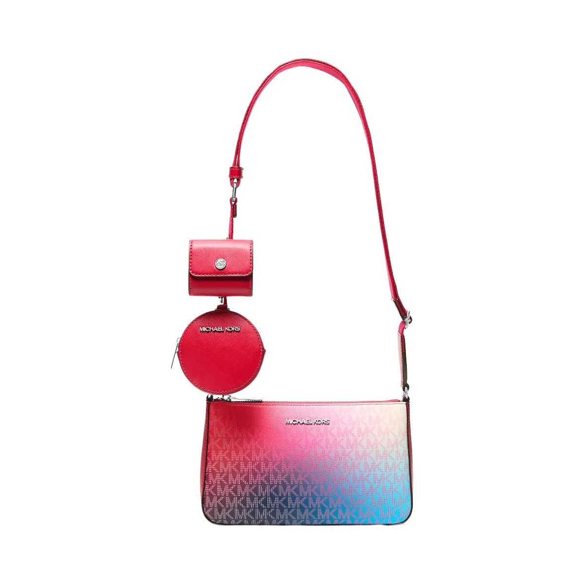 Michael Kors Jet Set Small Ombre Signature Logo Crossbody Bag with Case for Apple Airpods Pro® Dark Raspberry Multi - HypeFly India View 1