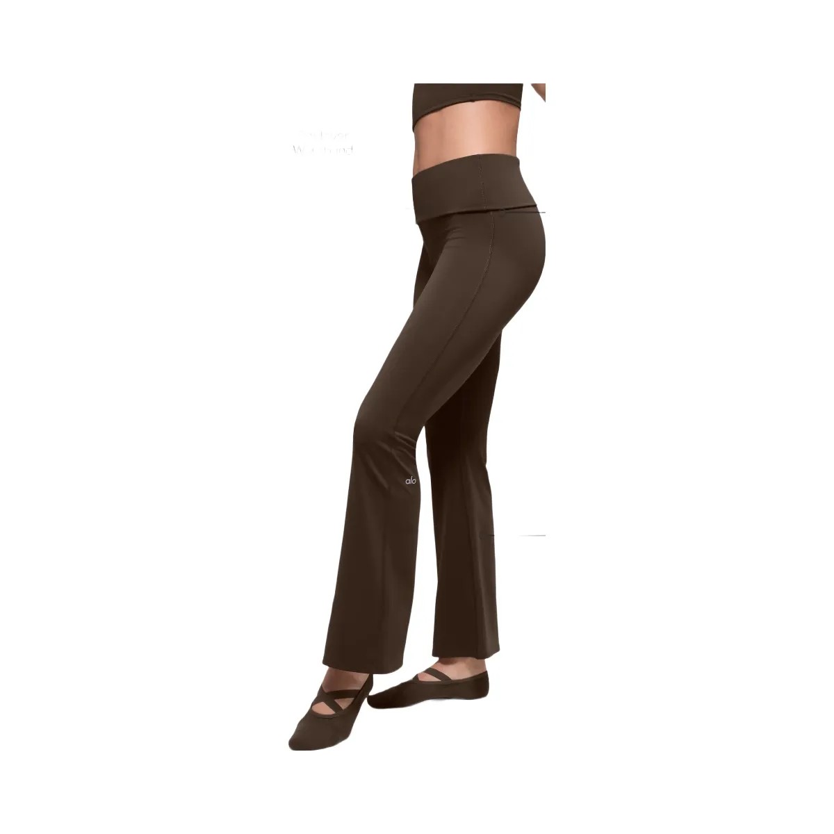 Alo Women's ALO Softsculpt 7/8 Foldover Flare Legging - Espresso - HypeFly India View 1