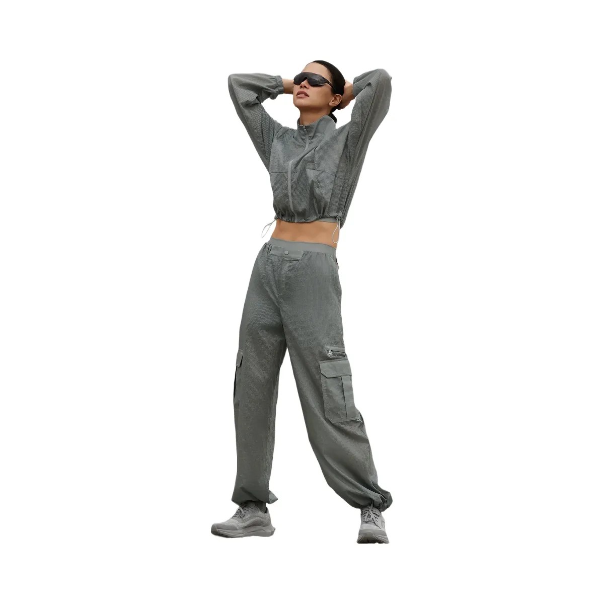 Alo Women's Sheer Game Time Wide Leg Jogger - Lunar Grey - HypeFly India View 5