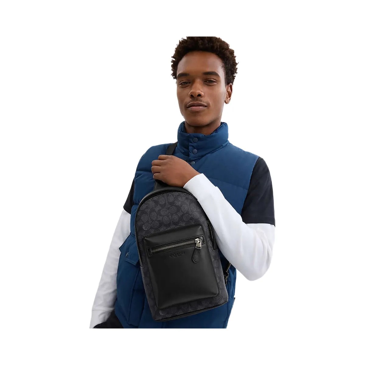 Coach West Pack In Signature Canvas Signature Canvas-Gunmetal-Charcoal-Black - HypeFly India View 3