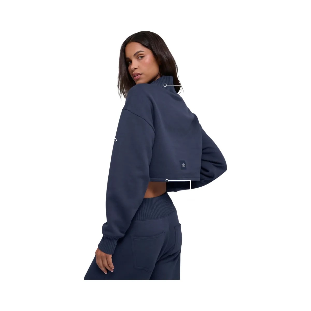 Alo Women's Cropped Serenity Coverup - Navy - HypeFly India View 3