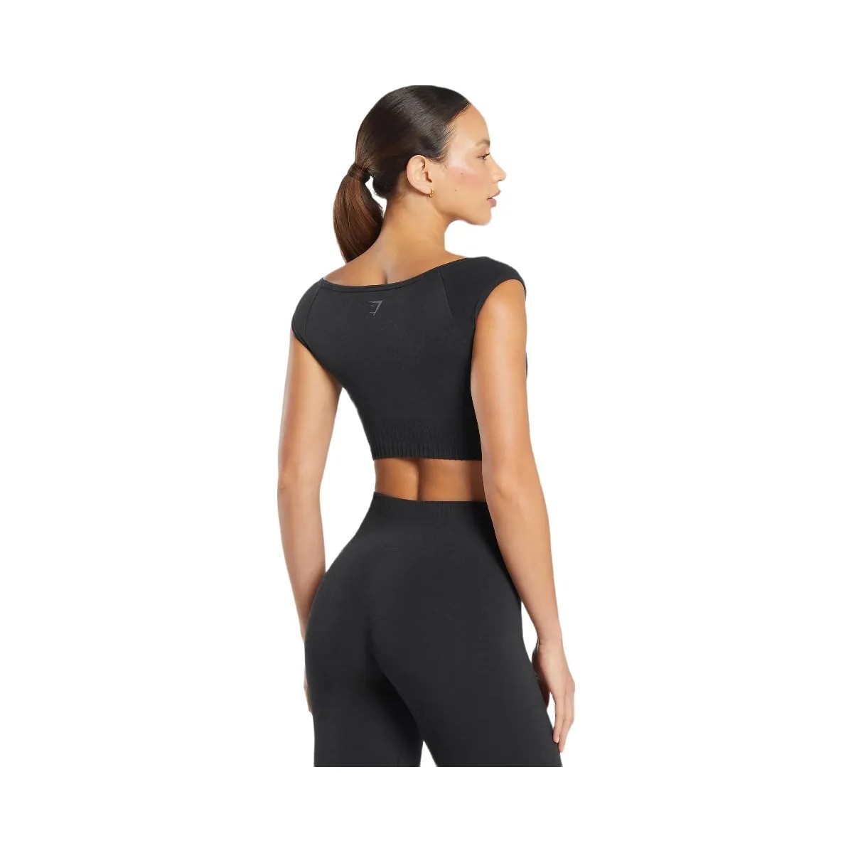 Gymshark Luxe Seamless Boat Neck Crop Top - Coal Marl - HypeFly India View 2