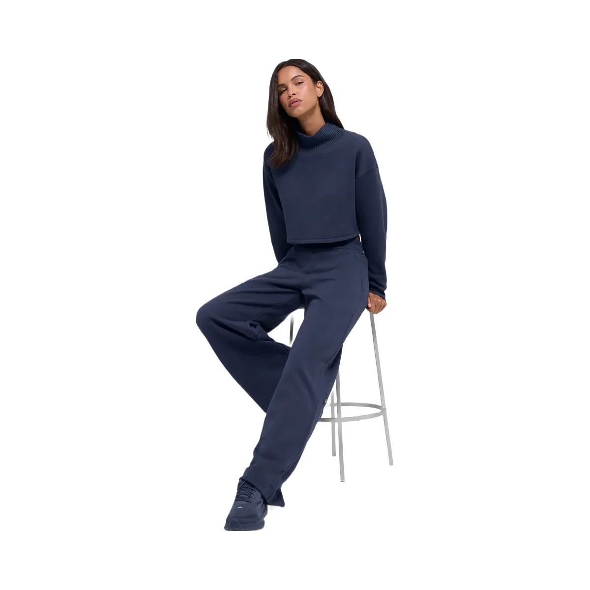 Alo Women's Serenity Wide Leg Sweatpant - Navy - HypeFly India View 5