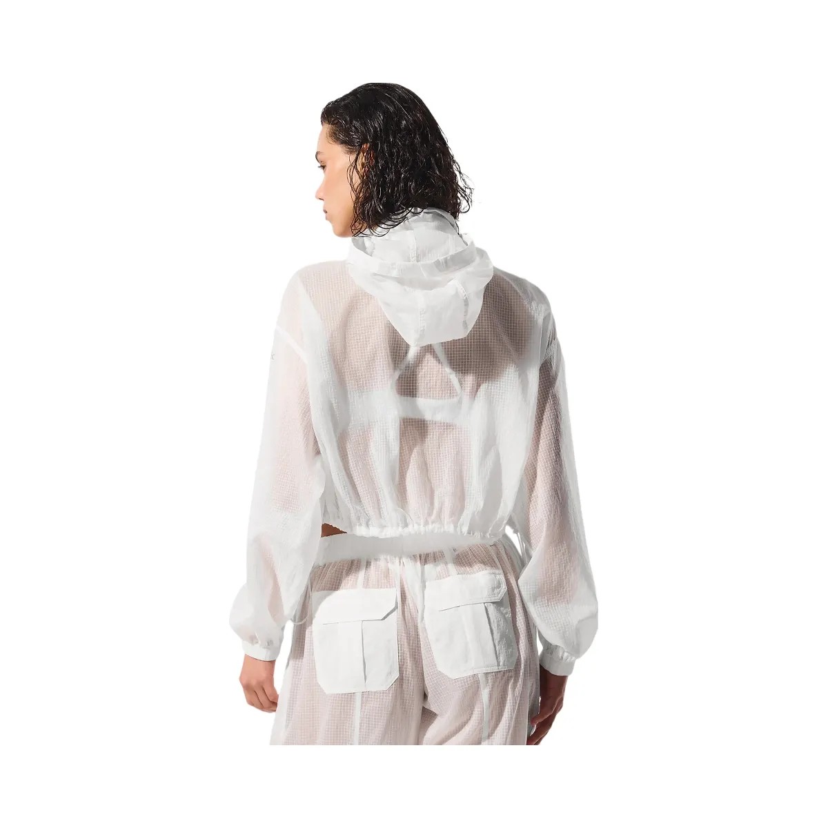 Alo Women's Cropped Game Time Full Zip Jacket - White - HypeFly India View 3