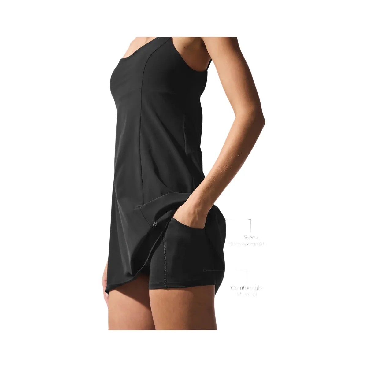 Alo Women's Breezy Tennis Dress - Black - HypeFly India View 2