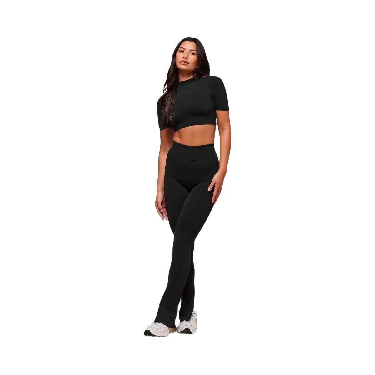Gymshark everywear Warp Knit Flare Leggings - Black - HypeFly India View 2