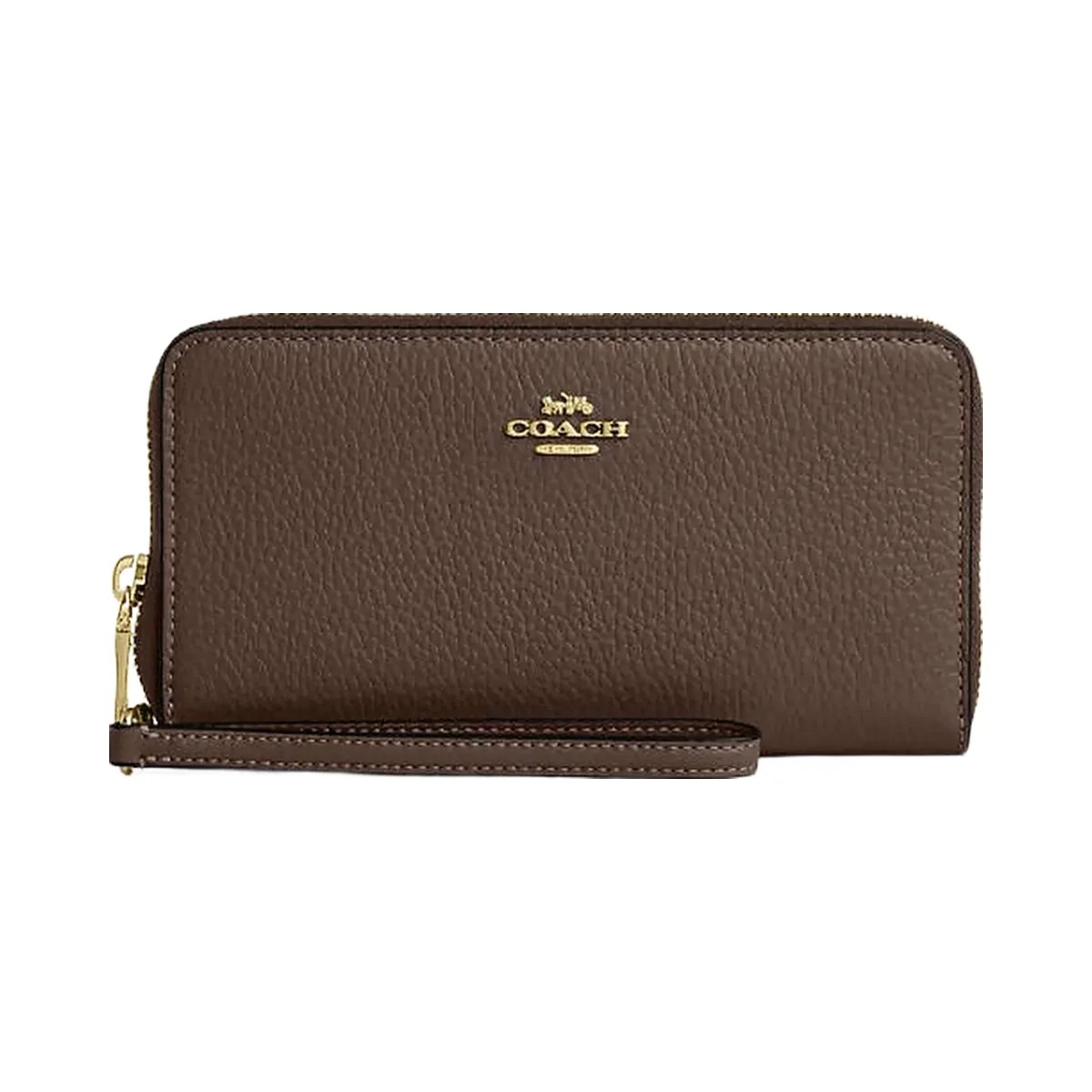 Coach Long Zip Around Wallet With Detachable Card Case Pebbled Leather-Gold-Dark Stone - HypeFly India View 4