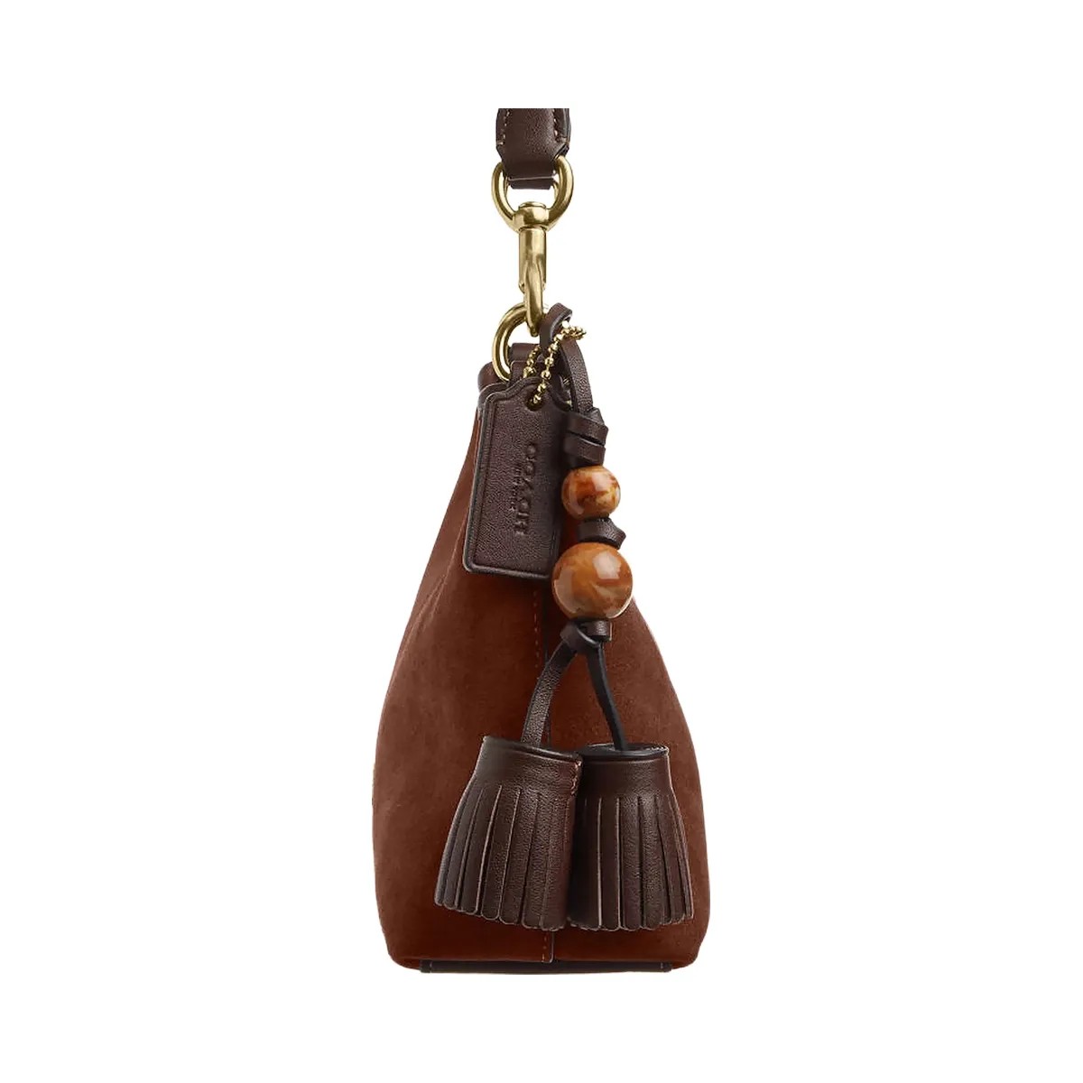 Coach Laurel Small Shoulder Bag With Tassels Suede-Im-Vintage Brown-Maple - HypeFly India View 1