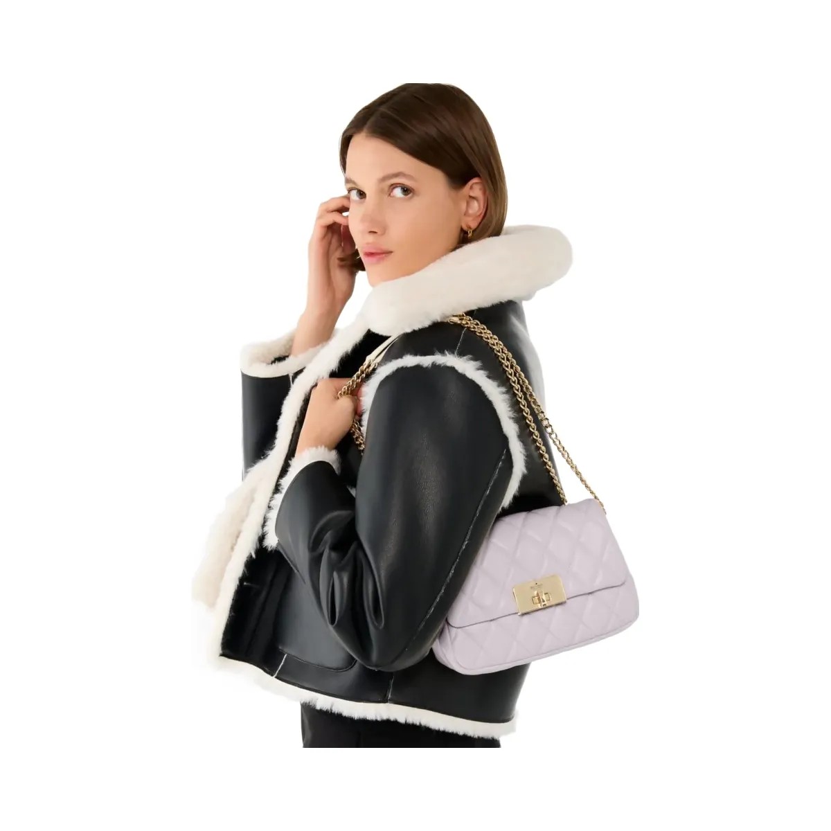 Kate Spade Carey Quilted Small Flap Crossbody Pale Amethyst - HypeFly India View 2