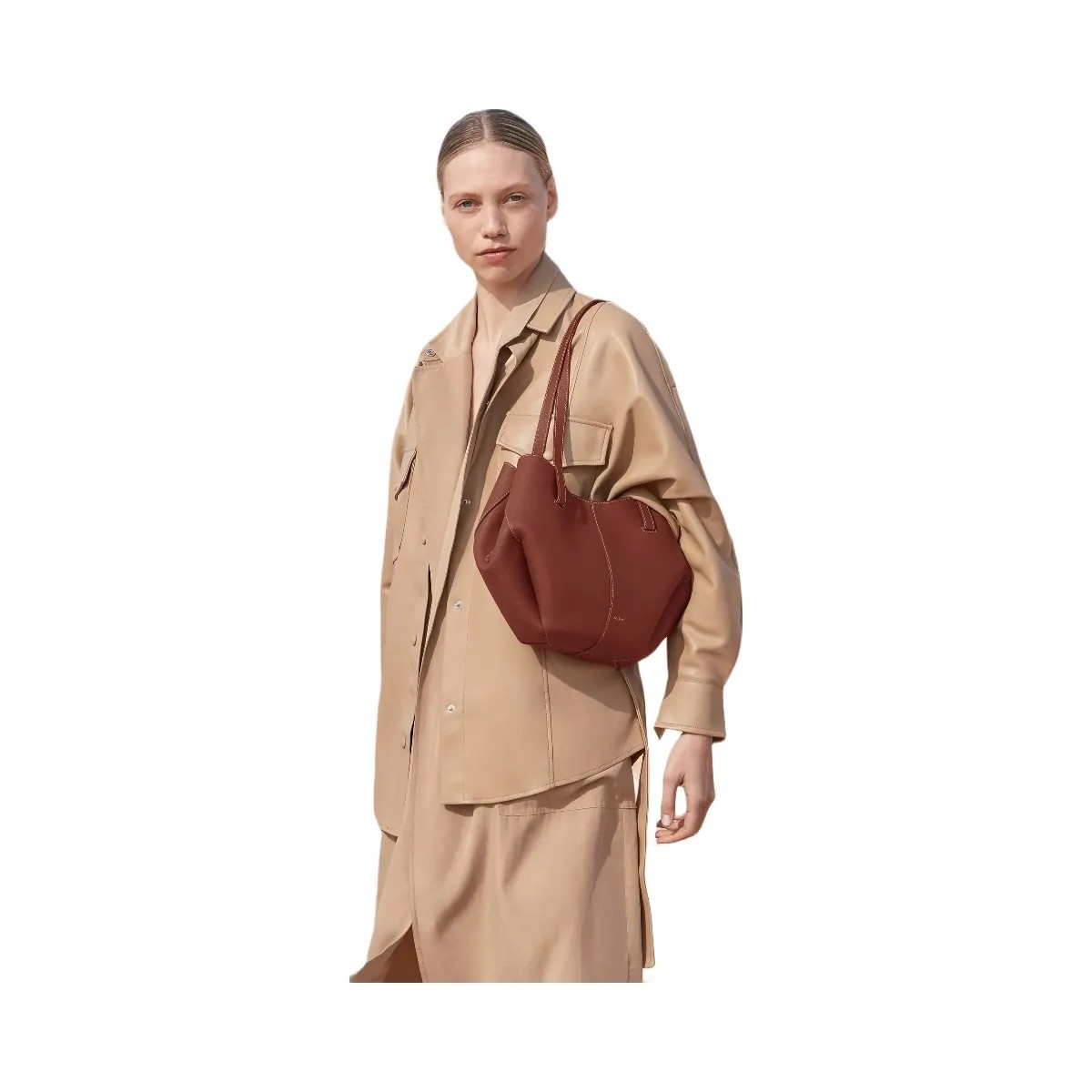 Polene Cyme Mini Textured Cognac - HypeFly India View 7