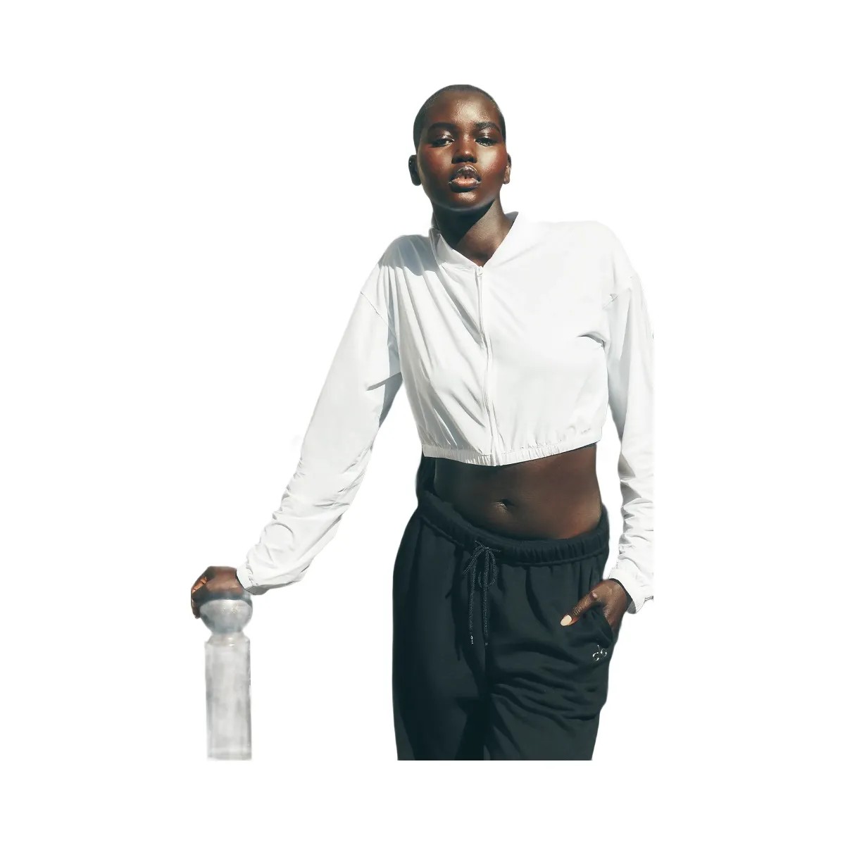 Alo Women's Cropped Breezy Full-Zip Cover Up - White - HypeFly India View 6