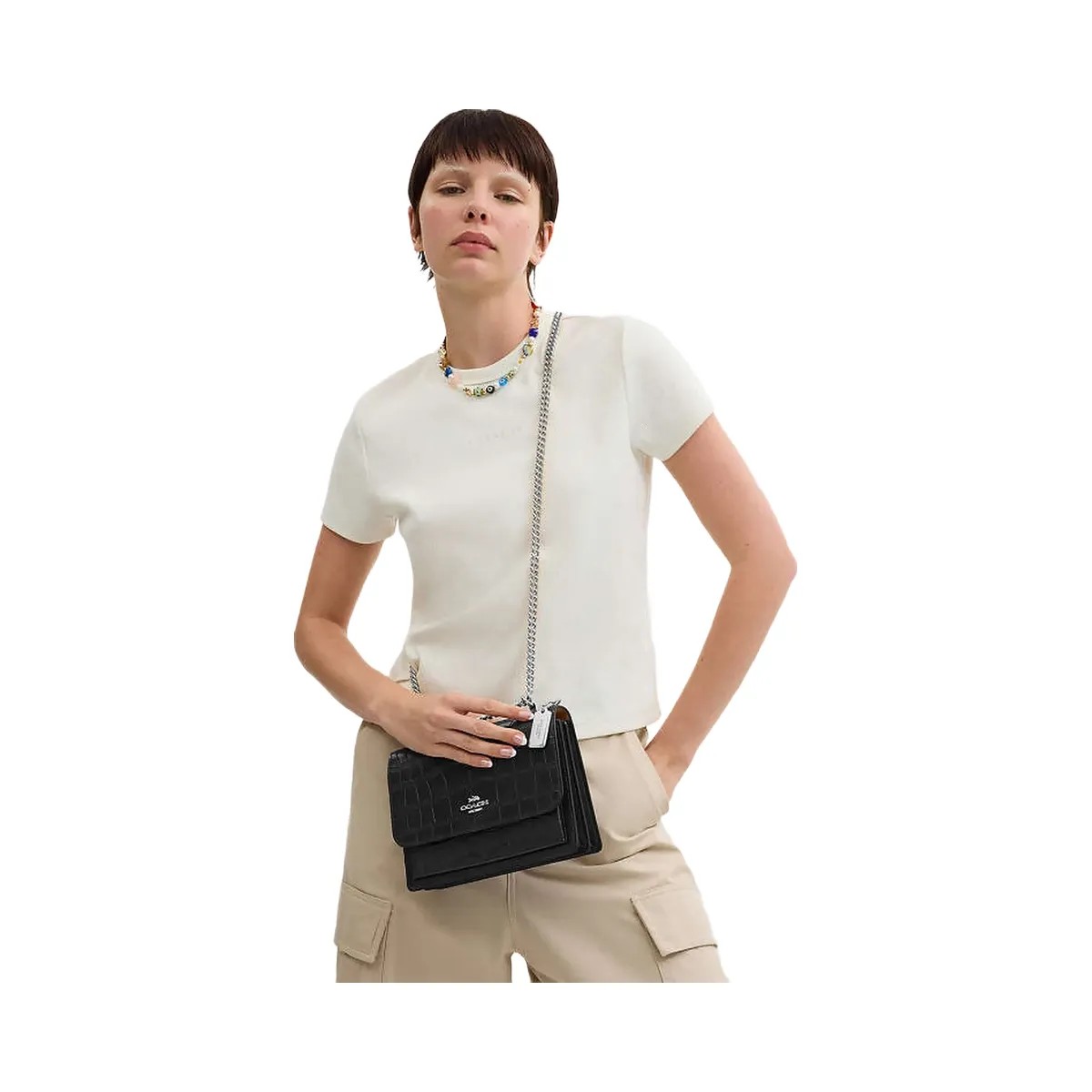 Coach Klare Crossbody Bag Novelty Leather-Silver-Black - HypeFly India View 2