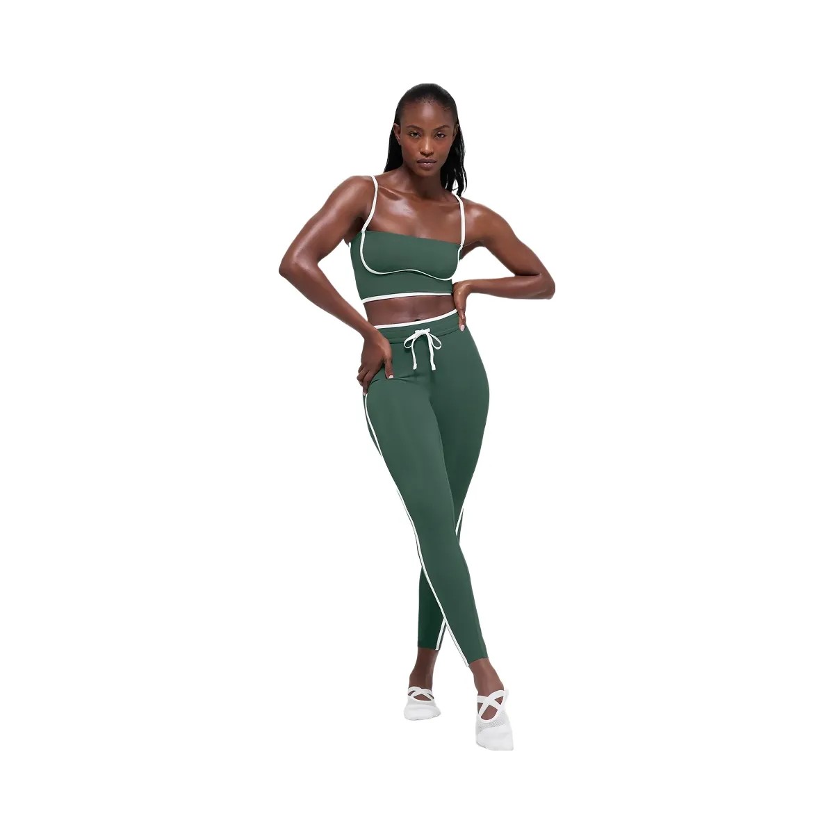 Alo Women's Airbrush Streamlined Bra Tank - Clover Green/White - HypeFly India View 5