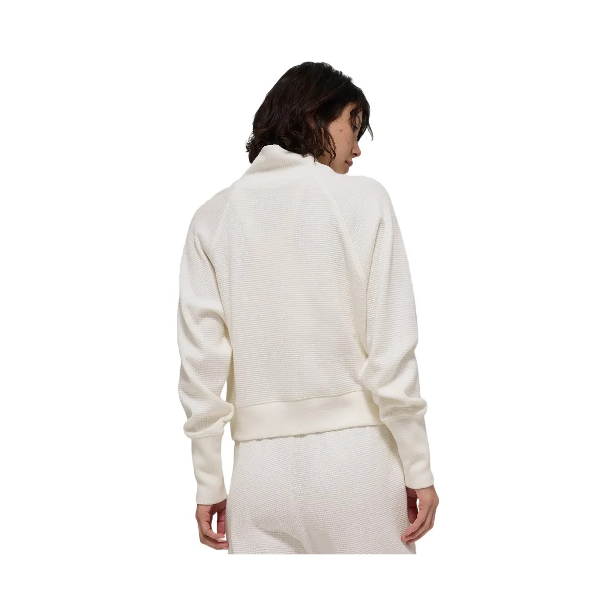 Alo Women's Waffle Weekend Escape Mock Neck Long Sleeve - Ivory - HypeFly India View 3