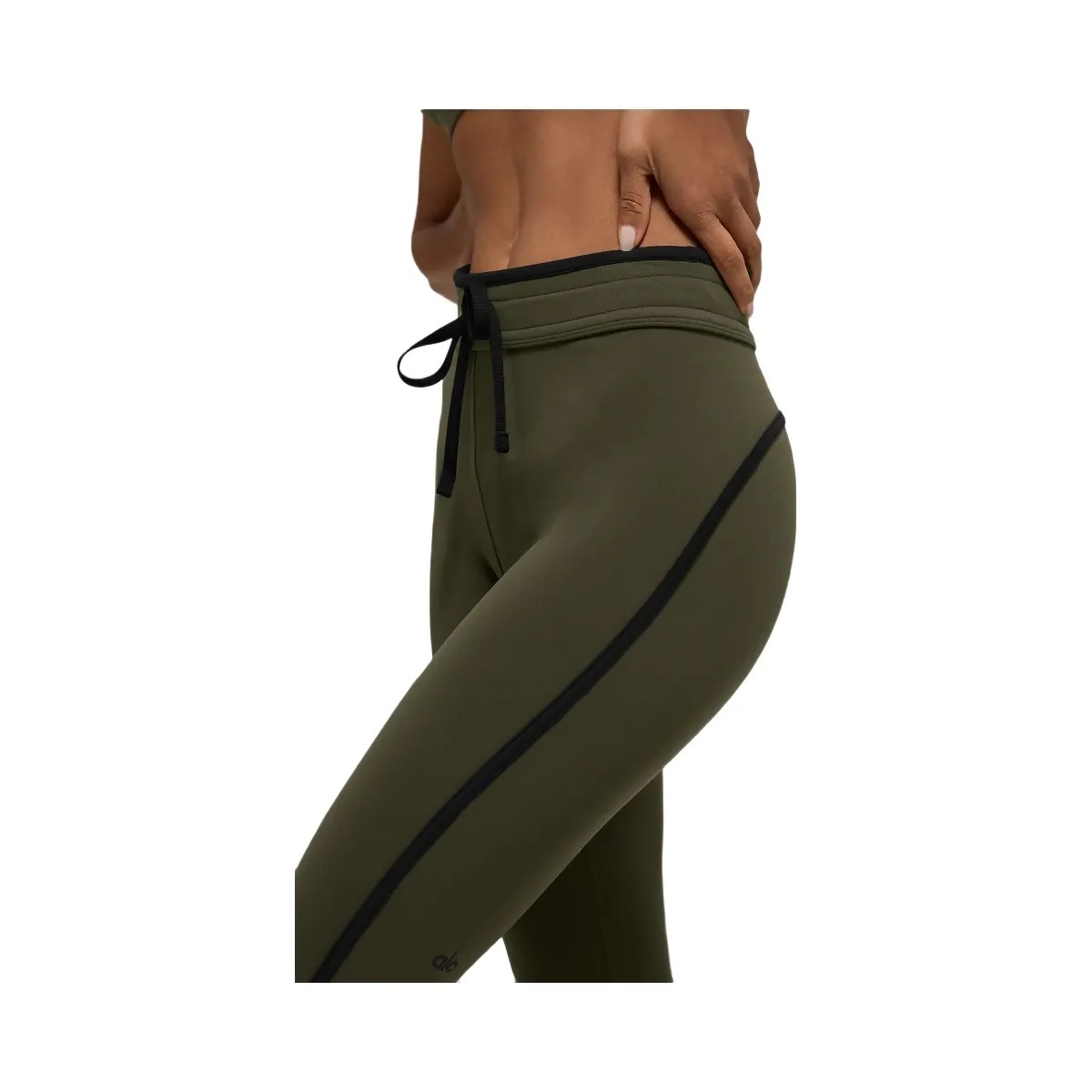 Alo Women's Airbrush High-Waist Race Pace Capri - Green Olive/Black - HypeFly India View 2