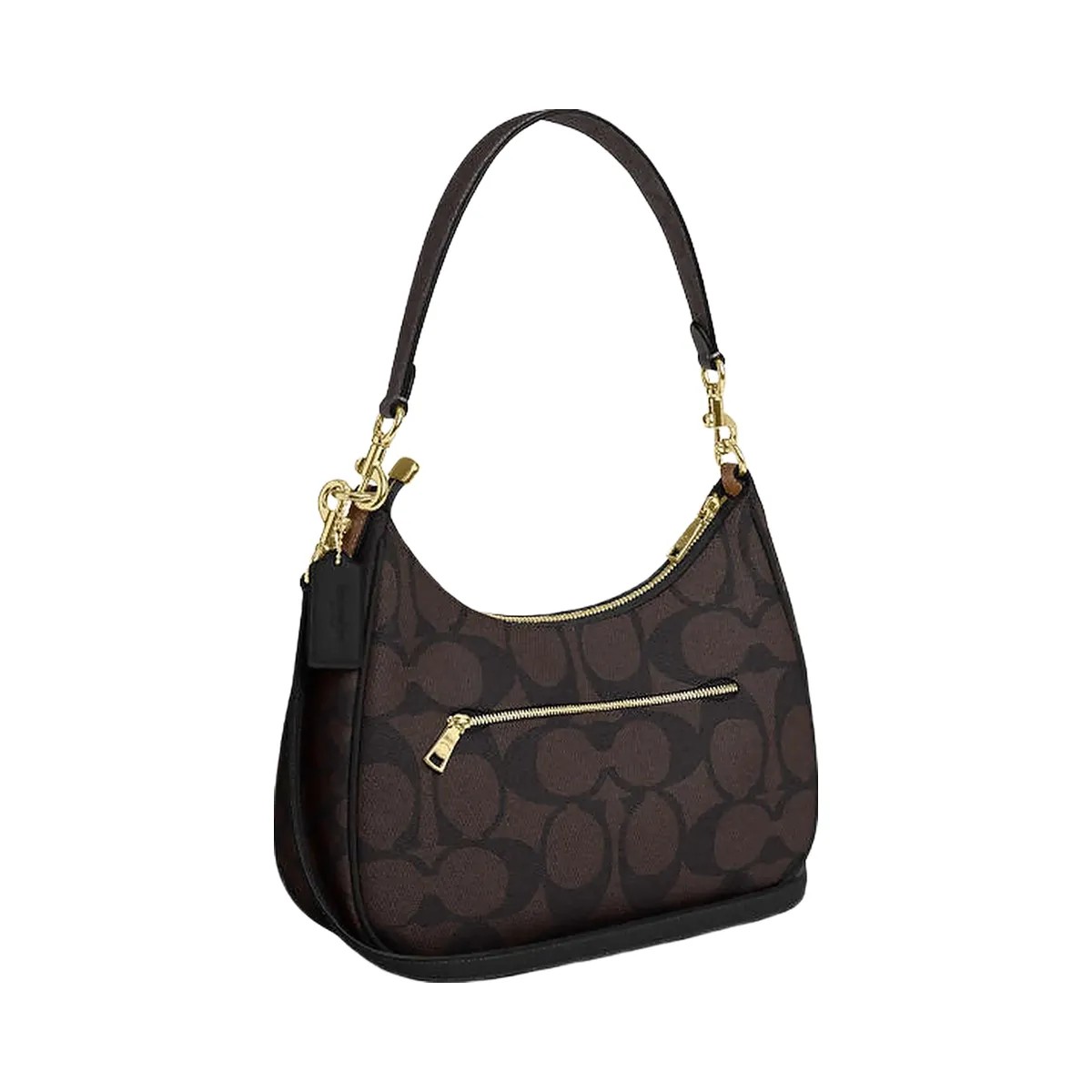 Coach Teri Hobo Bag In Blocked Signature Canvas Signature Canvas-Gold-Walnut-Tan - HypeFly India View 3