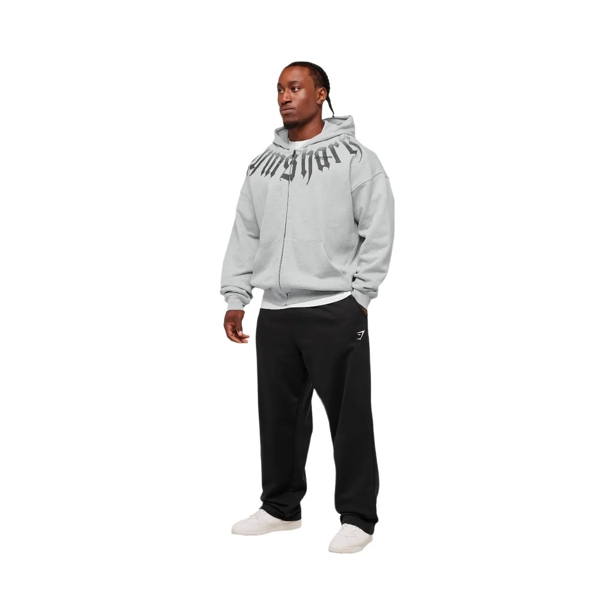 Gymshark Fade Graphic Zip Up Hoodie - Light Grey Core Marl - HypeFly India View 6