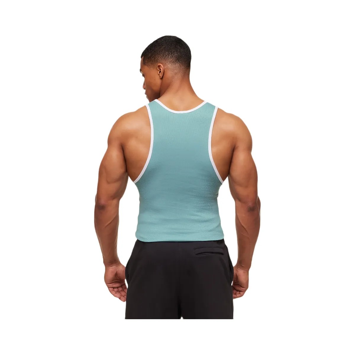Gymshark Ribbed Tank 1PK - Bench Blue/White - HypeFly India View 3