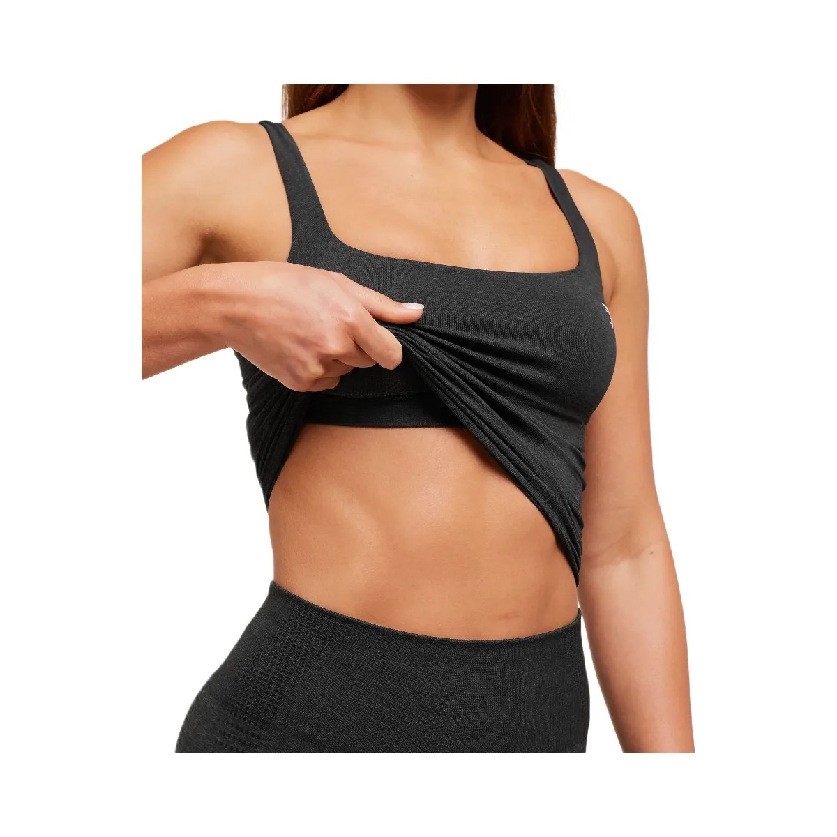 Gymshark Vital Tank With Shelf - Black Marl - HypeFly India View 2