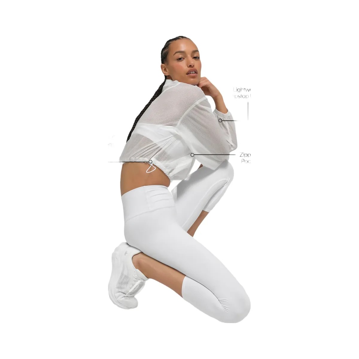 Alo Women's Game Time Full Zip Jacket - White - HypeFly India View 3