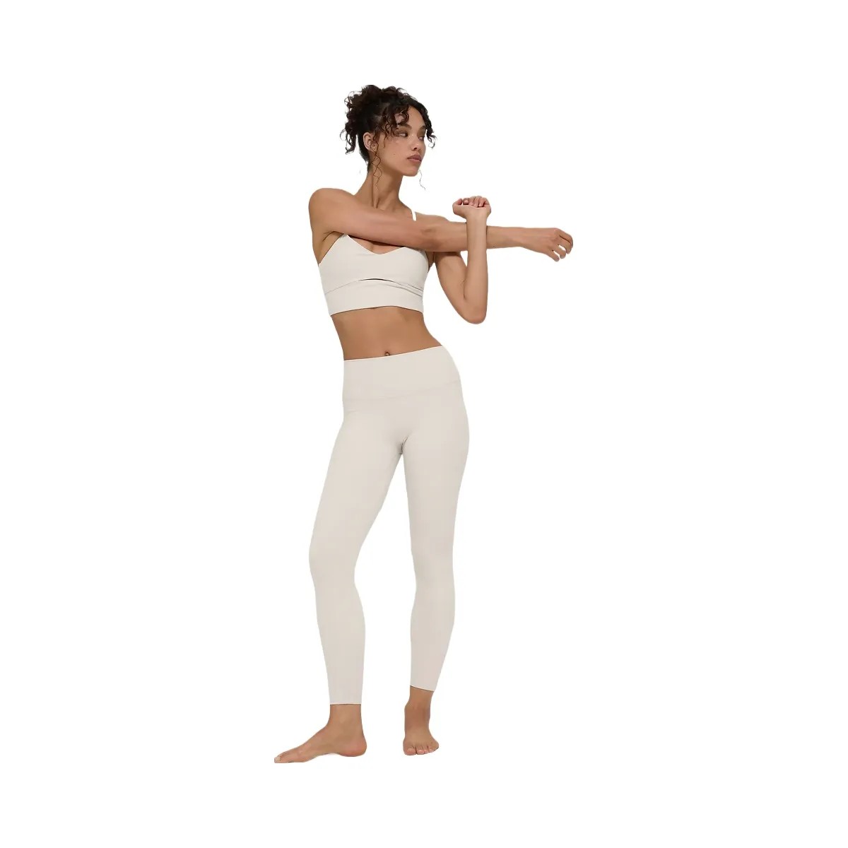 Alo Women's Alosoft High-Waist 7/8 Highlight Legging - Bone - HypeFly India View 5