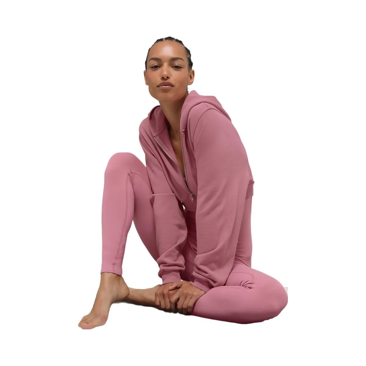 Alo Women's Sweet Escape Zip Up Hoodie - Pink Wild Rose - HypeFly India View 4