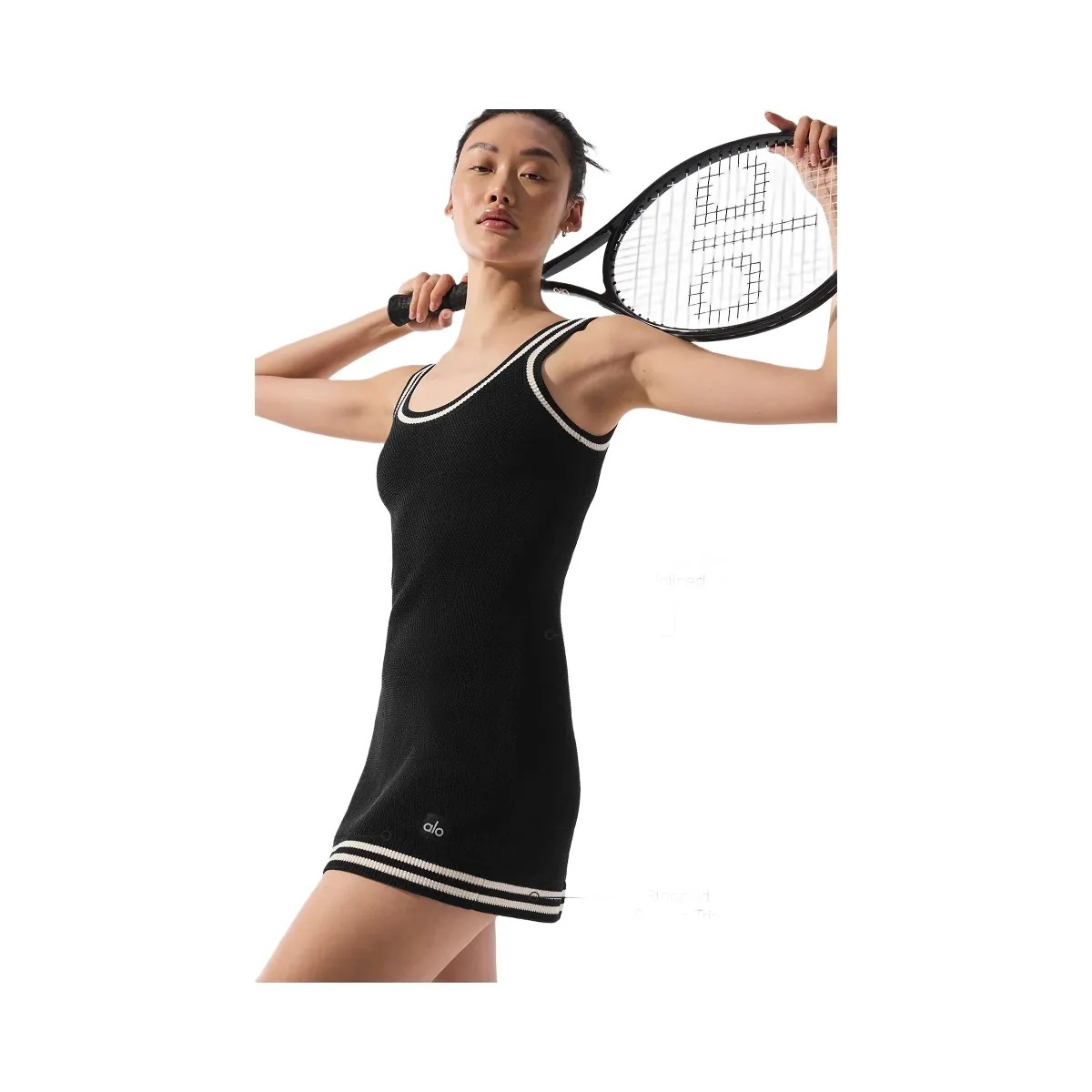 Alo Women's Tennis Club Sweater Knit Dress - Black/Ivory - HypeFly India View 2