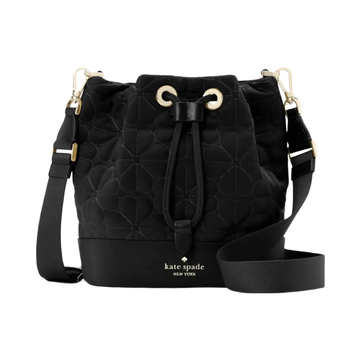 Kate Spade Flower Quilted Fabric Bucket Bag Black - HypeFly India View 1