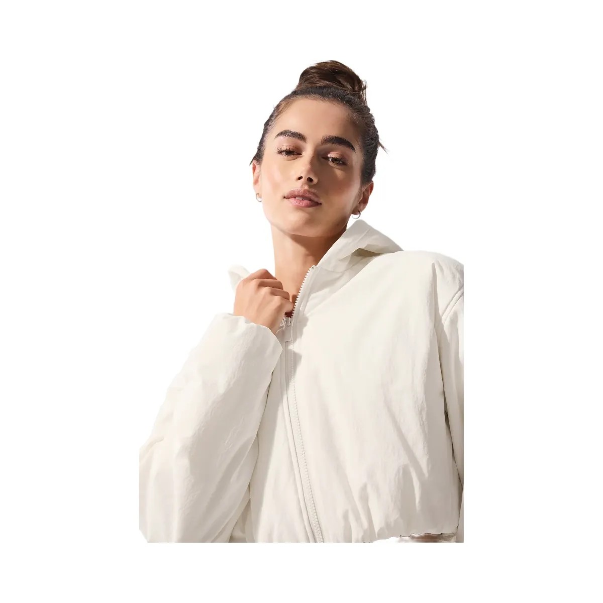 Alo Women's Cropped Mountain Peak Full-Zip Hoodie - Ivory - HypeFly India View 3