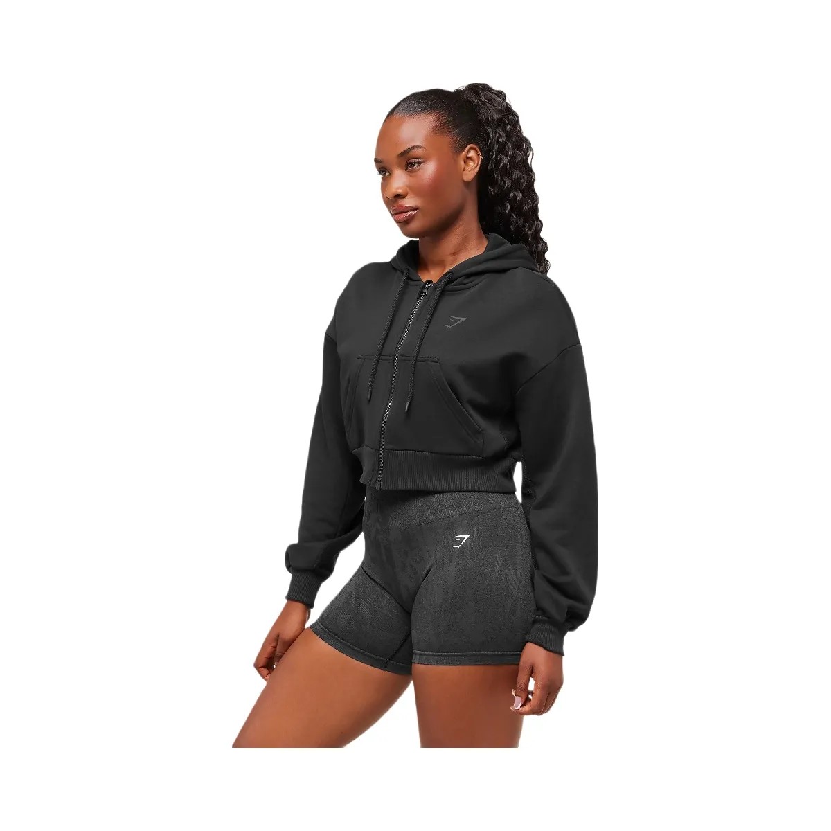 Gymshark Power Midi Zip Hoodie - Black - HypeFly India View 2