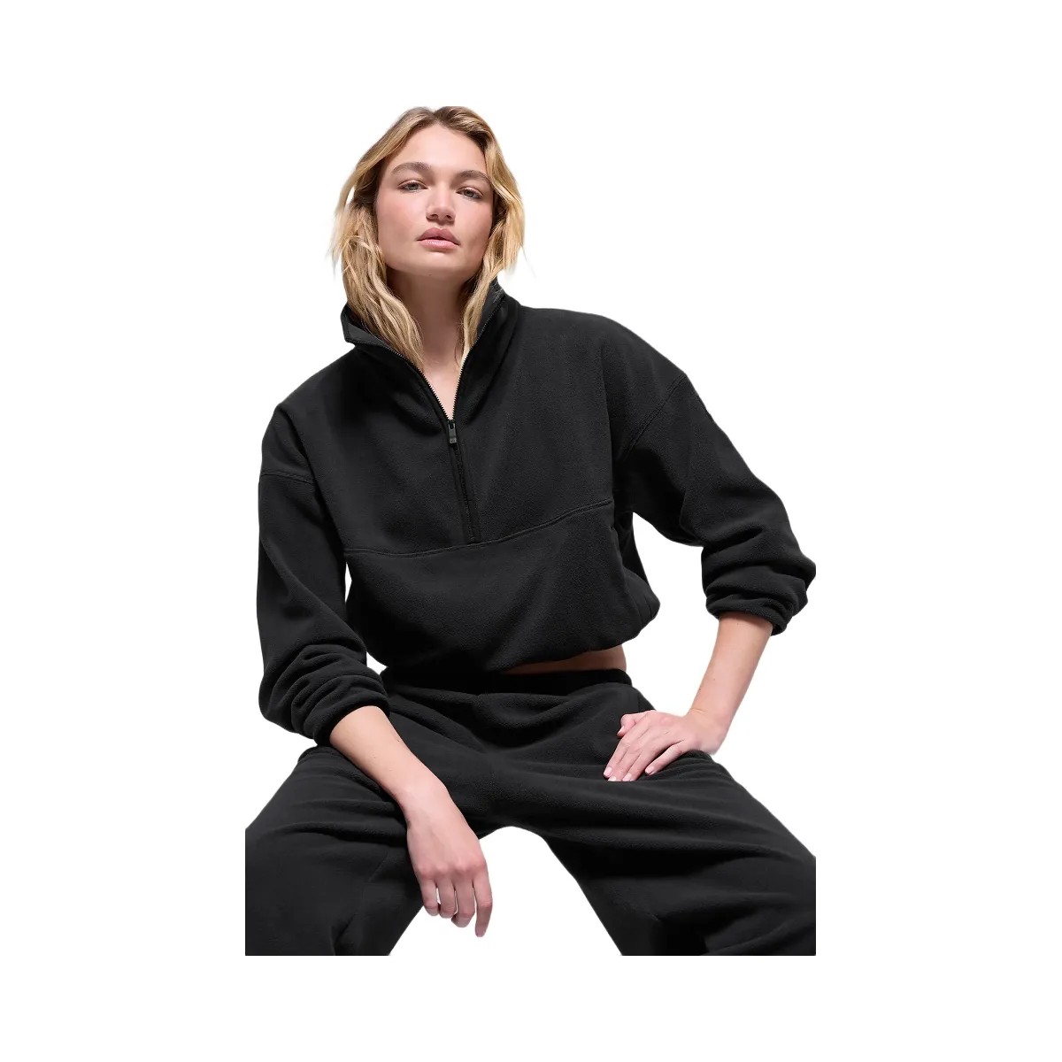 Alo Women's Polar Fleece Retreat Cover Up - Black - HypeFly India View 1
