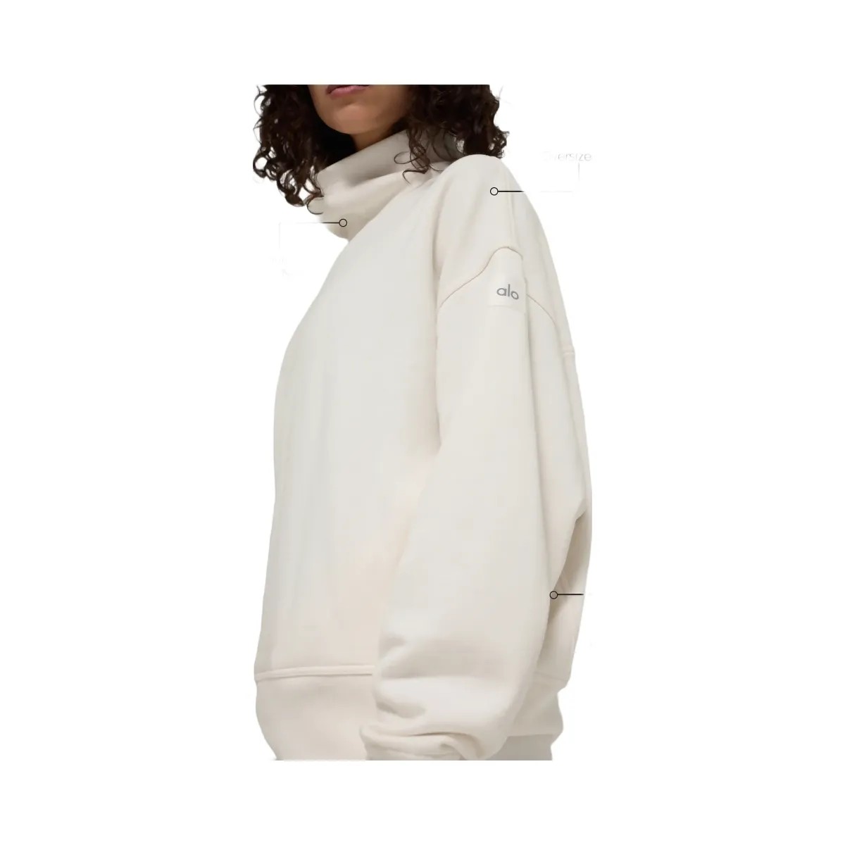 Alo Women's Hazy Mock Neck Pullover - Ivory - HypeFly India View 2