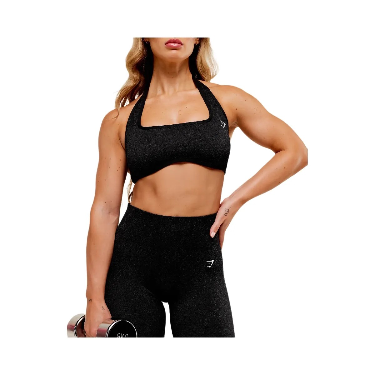 Gymshark Adapt Fleck x Whitney Halterneck Sports Bra - Black - HypeFly India View 4