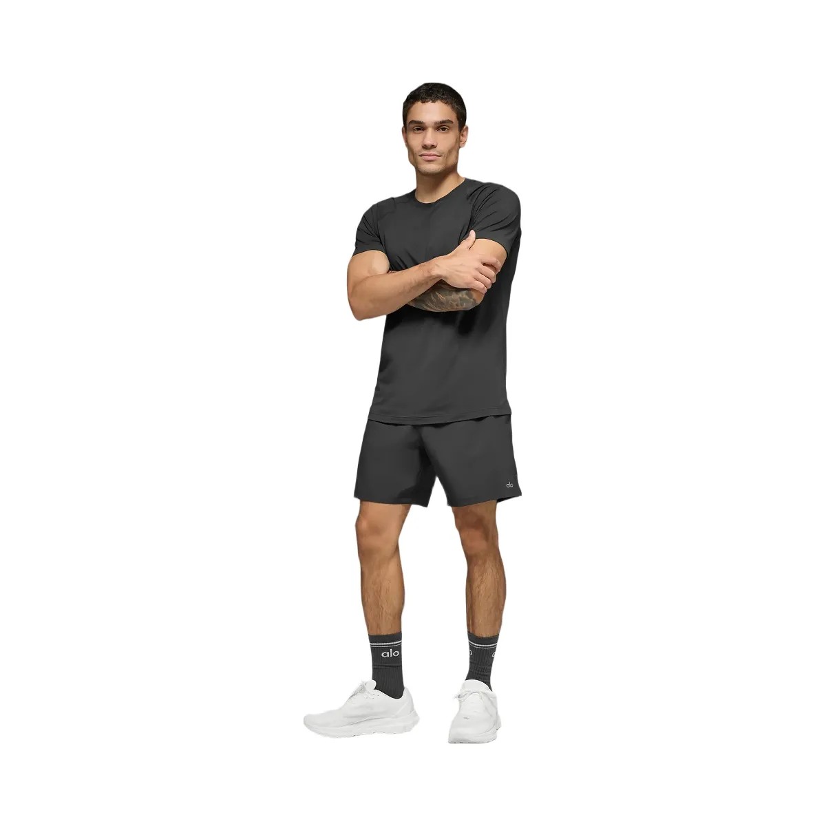 Alo Men's Vapor Crewneck Short Sleeve - Anthracite - HypeFly India View 4