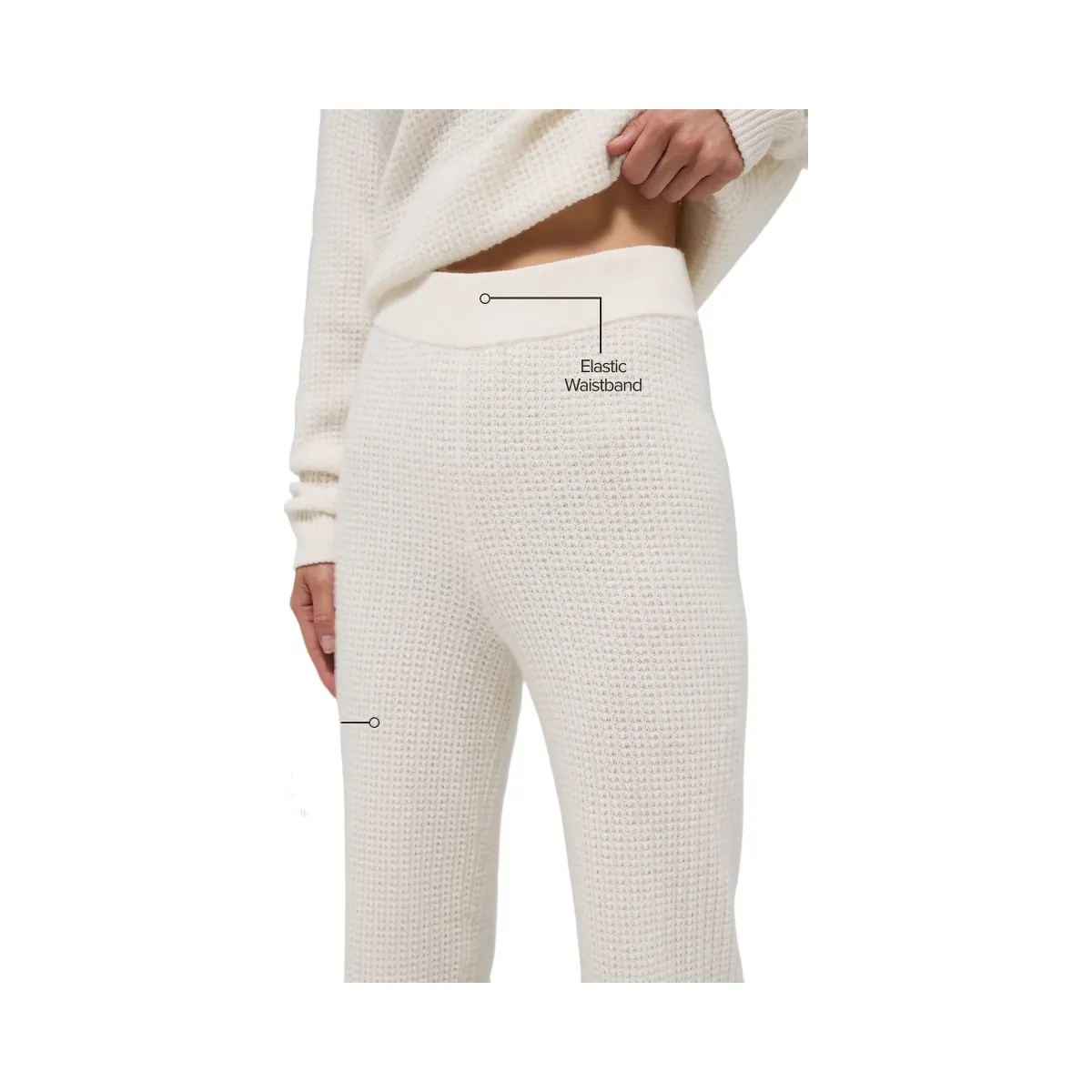 Alo Women's Cashmere High-Waist Plush Waffle Pant - Ivory - HypeFly India View 2