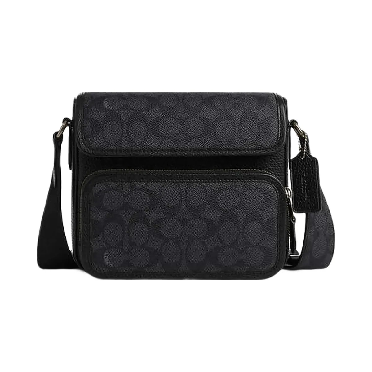 Coach Sullivan Flap Crossbody Bag In Signature Canvas Signature Canvas-Gunmetal-Charcoal-Black - HypeFly India View 1