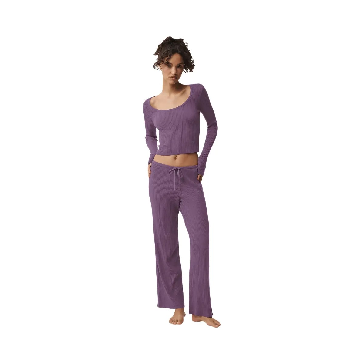 Alo Women's Sweater Knit Unwind Long Sleeve - Plum Kiss - HypeFly India View 4