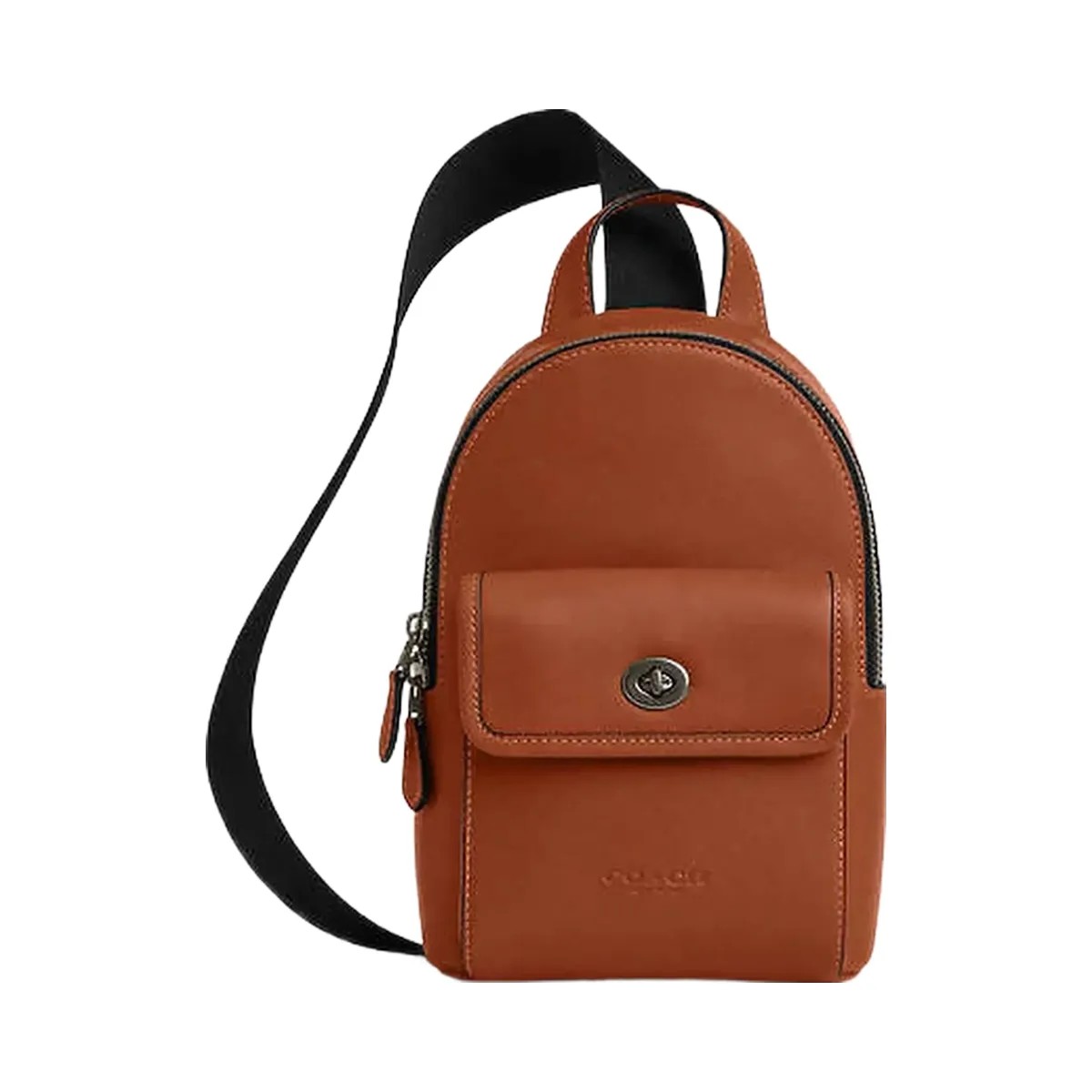 Coach Small Turnlock Sling Pack Smooth Leather-Gunmetal-Tan - HypeFly India View 1
