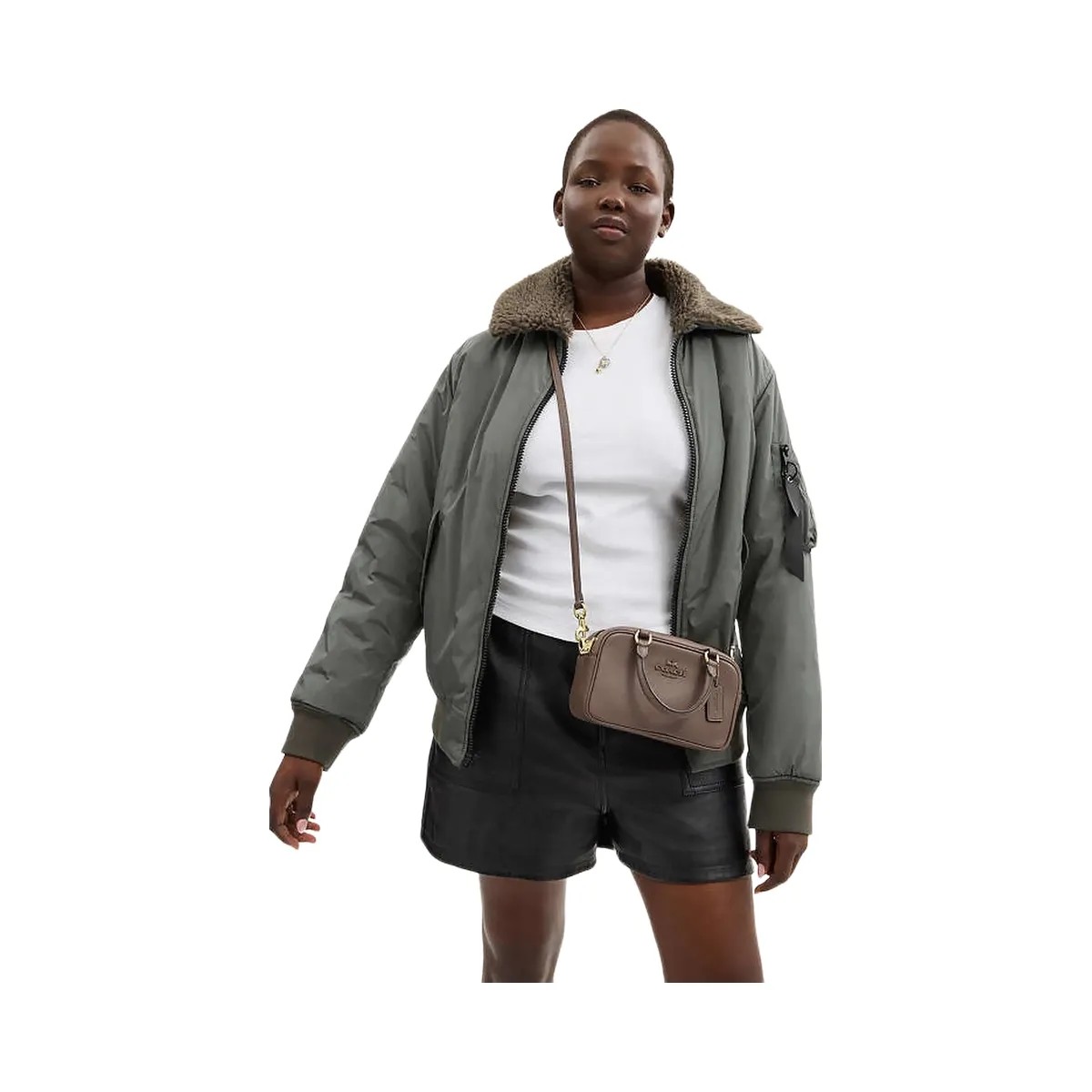 Coach Satchel Crossbody Smooth Leather-Gold-Dark Stone - HypeFly India View 2