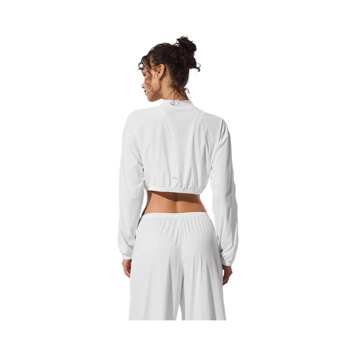 Alo Women's Cropped Breezy Full-Zip Cover Up - White - HypeFly India View 4