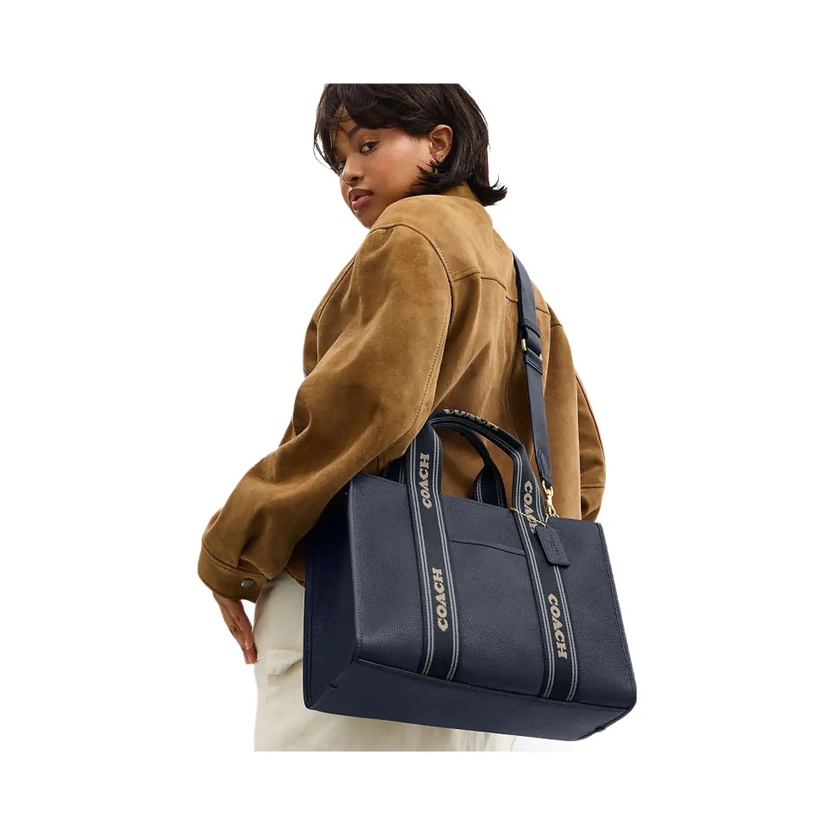 Coach Smith Tote Bag Pebbled Leather-Gold-Denim Multi - HypeFly India View 2