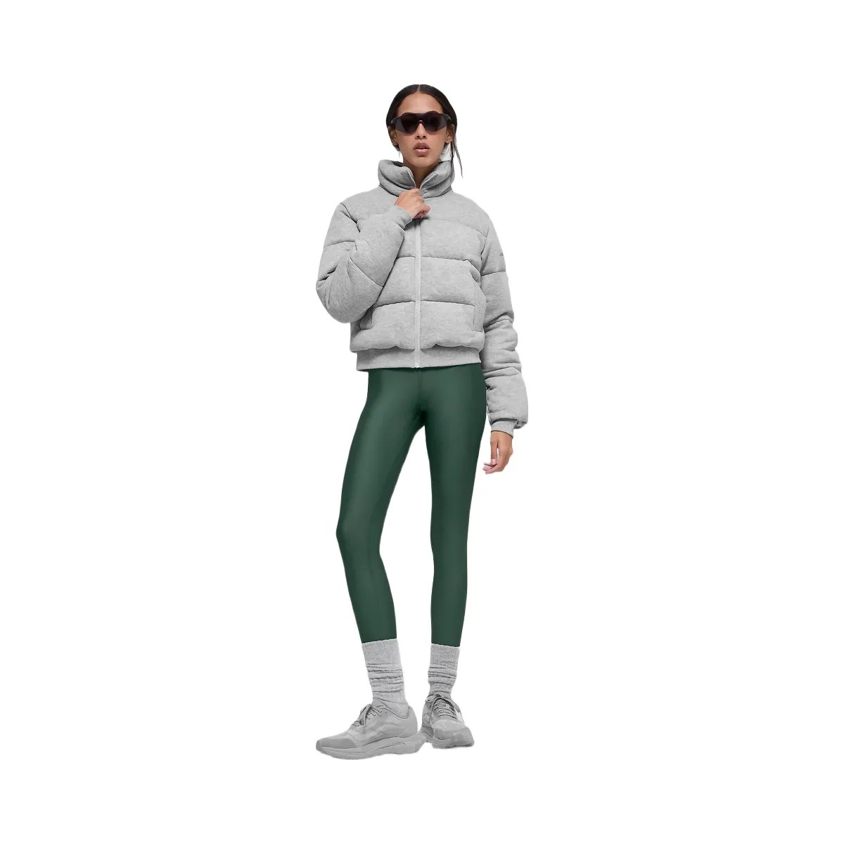Alo Women's Sweatshirt Puffer - Athletic Heather Grey - HypeFly India View 4