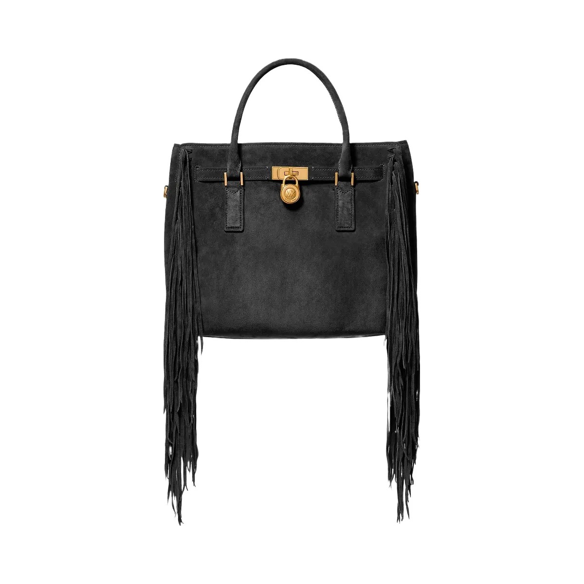 Michael Kors Hamilton Moderne Large Fringed Suede Satchel Black - HypeFly India View 1